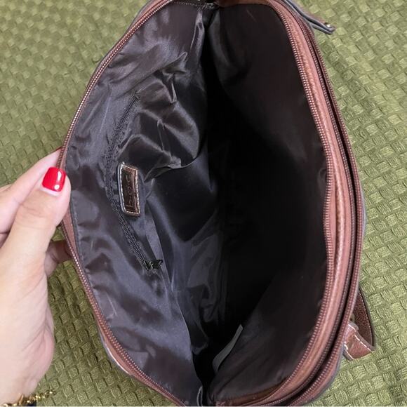 B.O.C. Born Concepts Womens Oakley Brown Faux Leather Satchel Handbag - Picture 4 of 12